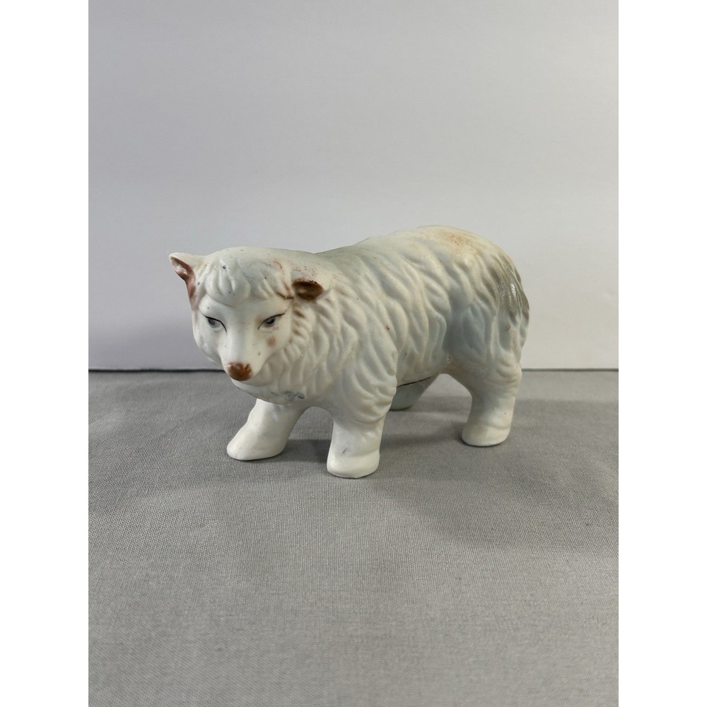 Vintage Homco Ceramic White Sheep Figurine, model #5552 Nativity Scene